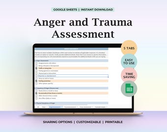 Anger Trauma Assessment Template Therapist Intake Form Childhood Trauma Screening Adult Emotional Response Counseling Tool Digital PDF Form