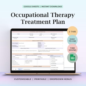 Occupational Therapy Treatment Plan Template Client Centered OT Documentation for Pediatrics Geriatrics Rehab Mental Health Goal Planning