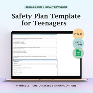 Modèle de plan de sécurité pour adolescents Programme de soutien en cas de crise émotionnelle pour adolescents Feuille de travail imprimable sur la stratégie de sécurité Fichier de counseling en santé mentale