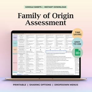Family of Origin Worksheet, Family Therapy Assessment, Family of Origin Assessment, Family Systems Therapy, MFT, Attachment-Based Therapy
