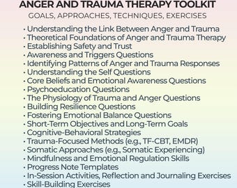 Anger and Trauma Therapy Toolkit PTSD Self-Regulation Guide Unresolved Childhood Anger Emotional Healing Tools Counseling Cheat Sheet PDF