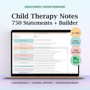 Child Therapy Clinical Phrases Progress Notes Builder Therapist Checklist Counseling Statements Child Therapy Aide Documentation Sheet