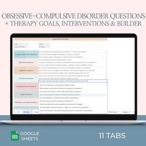 OCD Therapy Questions Obsessive-Compulsive Disorder Goals and Interventions CBT-Based Treatment Planner Printable Therapy Worksheets
