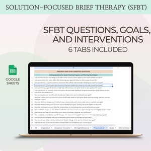 Solution-Focused Brief Therapy Questions SFBT Worksheets Therapy Templates Goal Setting Intervention Prompts Psychology Session Tool