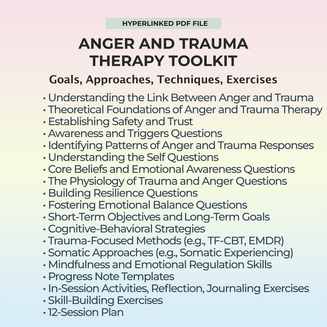 Anger and Trauma Therapy Toolkit PTSD Self-regulation Guide Unresolved ...
