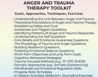 Anger and Trauma Therapy Toolkit PTSD Self-Regulation Guide Unresolved Childhood Anger Emotional Healing Tools Counseling Cheat Sheet PDF