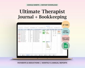 Therapist Client Tracker, Bookkeeping for Therapist,  Psychotherapist Tool, Appointment Journal, Therapy Notes, Therapist Schedule, Caseload