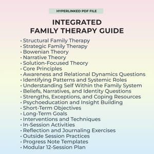 Family Therapy Guide PDF, Systemic Therapy Toolkit, Structural, Strategic, Bowen, Narrative, Solution-Focused, Integrated Therapist Resource