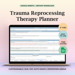 Trauma Reprocessing Session Notes Template Bilateral Stimulation Therapy Planner Spreadsheet Memory Desensitization Eye Movement Therapy