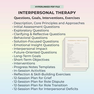 Frågor om interpersonell terapi Psykoterapiguide Sessionsplan Mål Interventioner Rådgivning Resurs Behandling PDF Arbetsblad