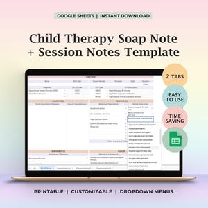 Child Therapy SOAP Note Template Behavioral Issues Session Notes Editable Documentation Form Therapy Questions Worksheet for Counseling