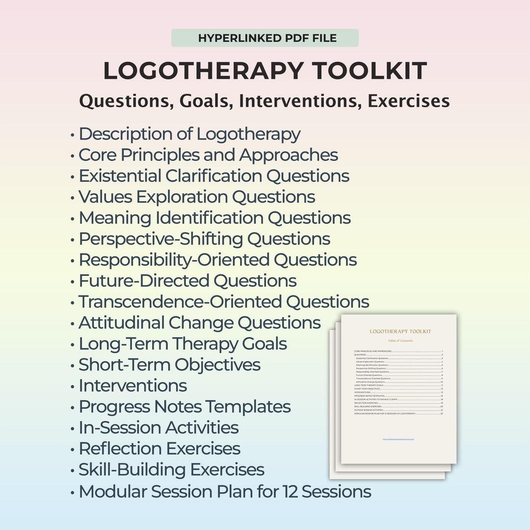 Logotherapy Worksheets.pdf Logotherapy Interventions Therapy Questions for Meaning Making Values ...