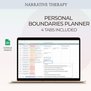 Therapy Worksheet and Journal Planner Featuring Personal Boundaries Narrative Techniques Mental Health Templates Psychology Resource