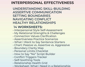 Relationship Skills Workbook Communication Scripts Boundaries Worksheets Conflict Triggers Self Respect Exercises Therapist PDF Resource