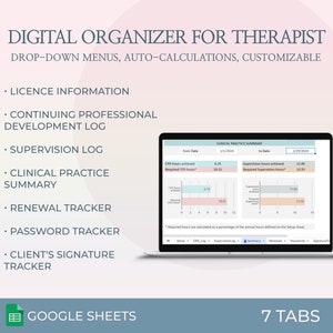 CPD Log, Clinical Supervision Log Template, Therapist Planner, Clinical Hours, Psychology Planner, Therapy Template, Psychotherapist Tool