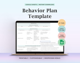 Modello di piano comportamentale Strategia di sostegno all'infanzia Interventi positivi Strumento di gestione del comportamento Foglio comportamentale per bambini Adolescenti Terapia digitale