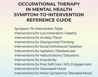 Occupational Therapy Interventions Guide Targeting Mental Health Psychiatric Symptoms for OT Students Therapists Clinical Fieldwork Success