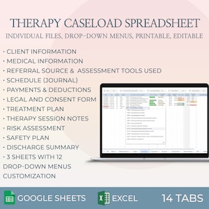 Therapy Caseload Planner, Psychology Planner, Therapy Template,  Treatment Planner, Psychotherapist, Case Management, Therapist Journal