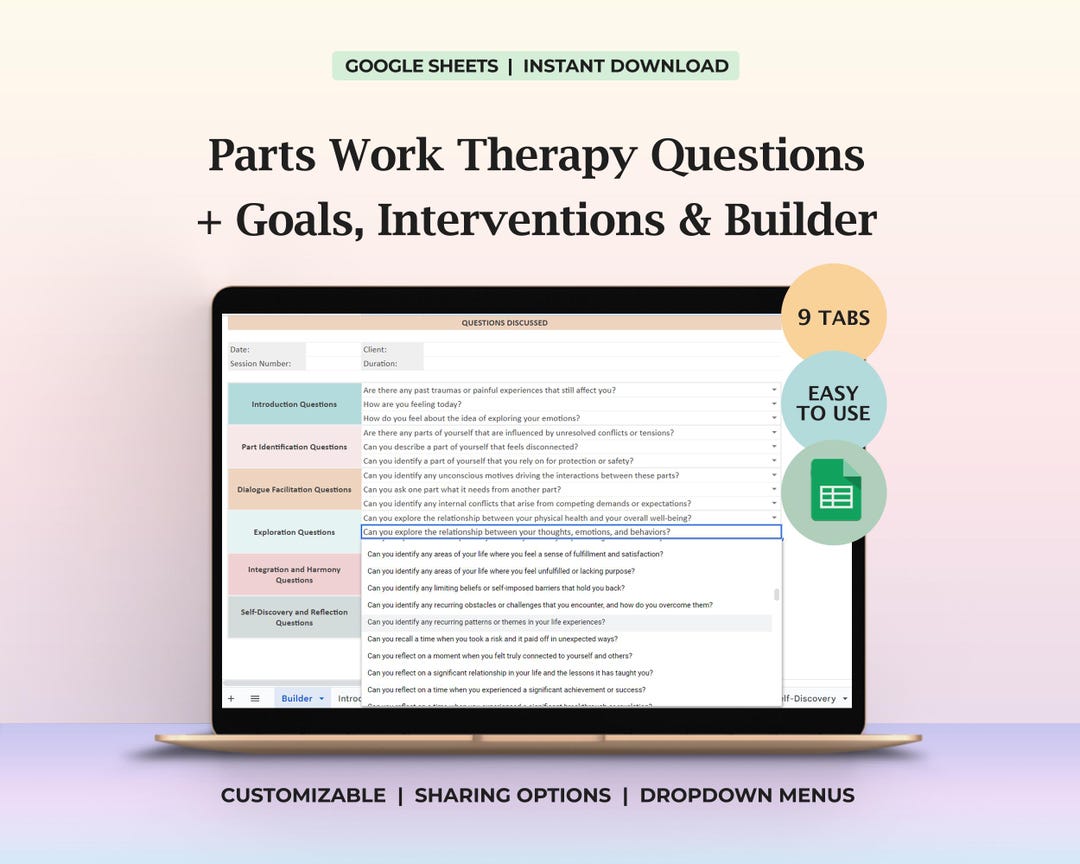 Parts Work Questions Parts Work Therapy Questions Worksheet Inner Systems Prompts ...