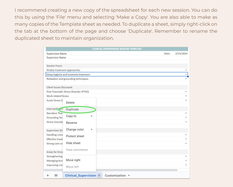 Clinical Supervision Template, Supervision for Therapists, Supervision