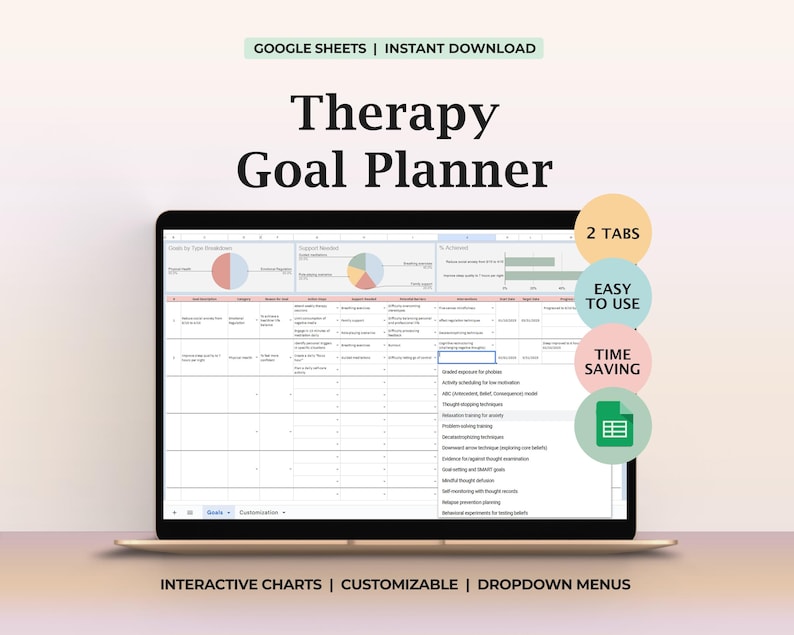 Therapy Goal Setting, Goal Setting for Therapy, Therapy Goal Planner ...