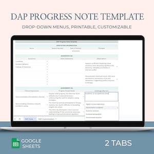 Modello di nota di avanzamento della terapia, note di avanzamento DAP, modello del terapeuta, note di terapia psicologica, psicoterapeuta, consulenza sulla salute mentale