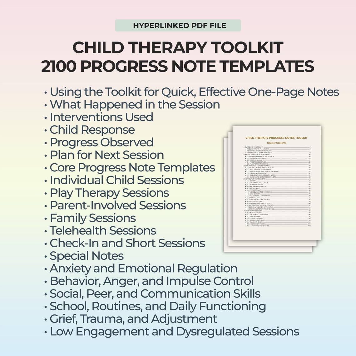 Child Therapy Progress Note Templates 2100 Play Therapy Notes Parent ...