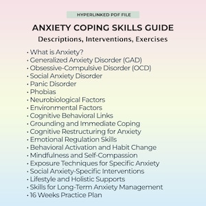 Anxiety Coping Skills Guide Printable Workbook Panic Disorder Relief Grounding Exercises Social Phobia Support Therapy Toolkit CBT PDF