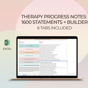 Therapy Progress Notes Template for Excel Counseling Session Documentation Mental Health Tracker Therapist Cheat Sheet Counselor Tool
