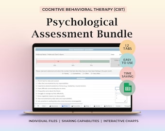 Psychological assessment, CBT Therapy assessment, Therapy worksheets,Assessment Bundle,Cognitive Behavioral Therapy Tests,Intake Assessment,