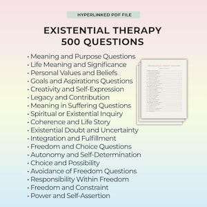 Preguntas de terapia existencial (PDF): 500 preguntas para la autorreflexión, el significado, la comprensión profunda, el crecimiento personal, la conciencia emocional, el recurso terapéutico