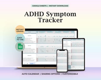 ADHD Tracker Spreadsheet Google Sheets Digital Journal Daily Log for Adults ADHD Monitoring App Template Focus Planner Executive Function
