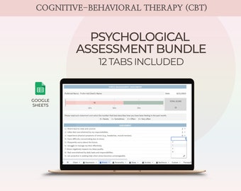 Psychological assessment, CBT Therapy assessment, Therapy worksheets,Assessment Bundle,Cognitive Behavioral Therapy Tests,Intake Assessment,