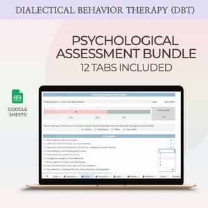 Dialectical Behavior Therapy Assessment Bundle Mental Health Therapist Intake Spreadsheet DBT Evaluation Tool for Counseling Sessions