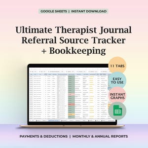 Therapist Client Tracker Caseload Log Referral Source Bookkeeping Therapy Notes Appointment Journal Schedule Organizer Google Sheet Template