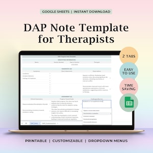 Plantilla de nota de progreso de terapia, notas de progreso del DAP, plantilla de terapeuta, notas de terapia psicológica, psicoterapeuta, asesoramiento en salud mental
