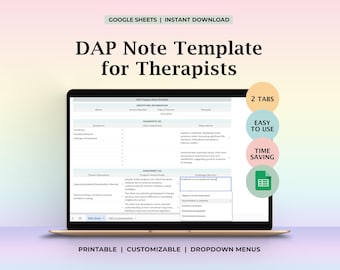 Therapy Progress Note template, DAP progress notes, Therapist template, Psychology therapy notes, Psychotherapist, Mental health counseling