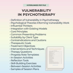 Vulnerability in Psychotherapy Guide for Therapists Exploring Emotional Depth Client Shame Healing Digital Session Plan Therapy Toolkit PDF