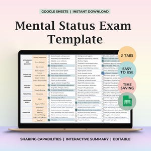 Mental Status Exam, MSE spreadsheet, Mental status assessment, Psychological evaluation, Diagnostic tool,Psychological testing,Mental health