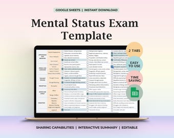 Mental Status Exam, MSE spreadsheet, Mental status assessment, Psychological evaluation, Diagnostic tool,Psychological testing,Mental health