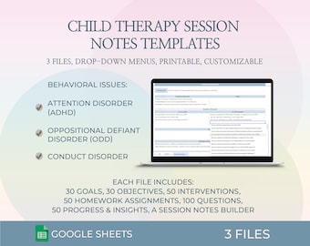 Child Therapy Session Notes Template Behavioral Issues Objectives Therapy Goals Treatment Interventions Child Counseling Questions Digital