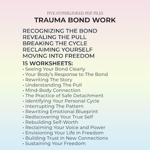 Trauma Bond Work Emotional Freedom Workbook Build Healthy Love Self Trust Create Safe Connection After Trauma Therapist Educational Tool