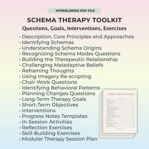 Preguntas para la terapia de esquemas, Guía de psicoterapia de esquemas, Plan de sesión de terapia de esquemas, Objetivos de la terapia de esquemas, Metas, Herramienta para el terapeuta, PDF