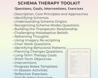 Schema Therapy Questions, Schema Psychotherapy Guide, Schema Therapy Session Plan, Schema Therapy Objectives, Goals, Therapist Tool, PDF