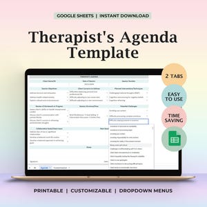 Therapy Agenda, CBT Agenda, Therapy agenda tool, Session planning sheet, Therapy session plan, Counseling agenda, Therapist planning tool
