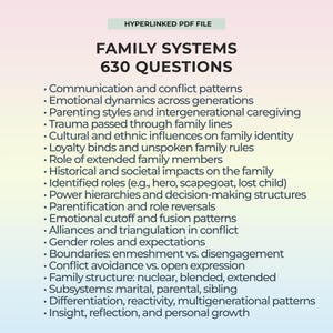 Family Therapy Questions PDF Systems Counseling Tool Generational Roles Communication Patterns Emotional Cutoff Parentification Guide Set