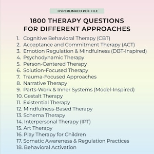 Preguntas para terapia, Enfoques terapéuticos, Herramienta de asesoramiento, 100 preguntas que hacen los terapeutas, Hojas de trabajo para terapia, Intervenciones, Objetivos, PDF