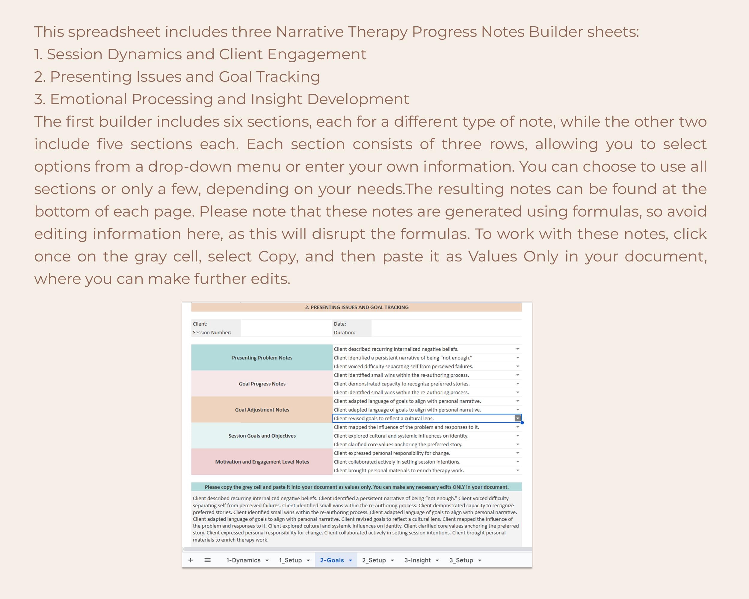 Narrative Progress Notes Example Narrative Therapy Progress Notes, Narrative Therapy Statements, Case ...
