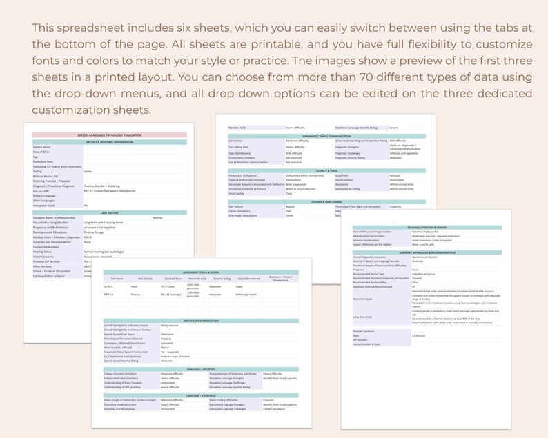 Speech Therapy Evaluation Template Pediatric Adult SLP Assessment Form ...