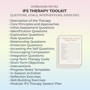 Vragen over IFS-therapie, gids psychotherapie voor interne gezinssystemen, sessieplan IFS-therapie, Ifs-doelstellingen, Ifs-doelen, interventies, pdf